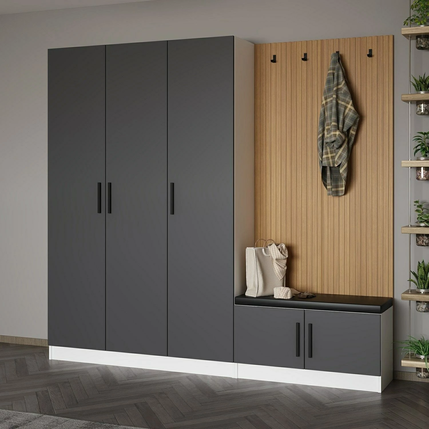 Stendë për korridor Skye Decor, Noah, anthracite, 225x210x35cm