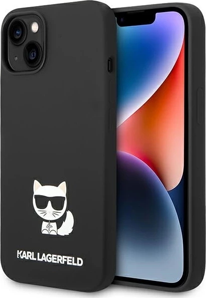 Mbështjellës Karl Lagerfeld KLHCP14MSLCTBK për iPhone 14 Plus 6.7", silikon, Choupette, zi