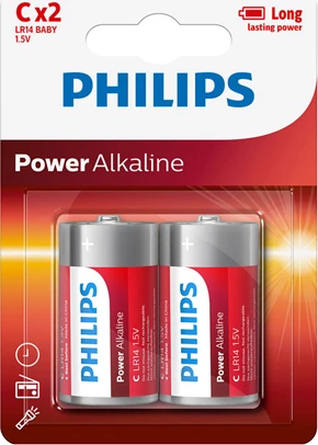 Philips Bateri LR14 Alkalin 2 / set