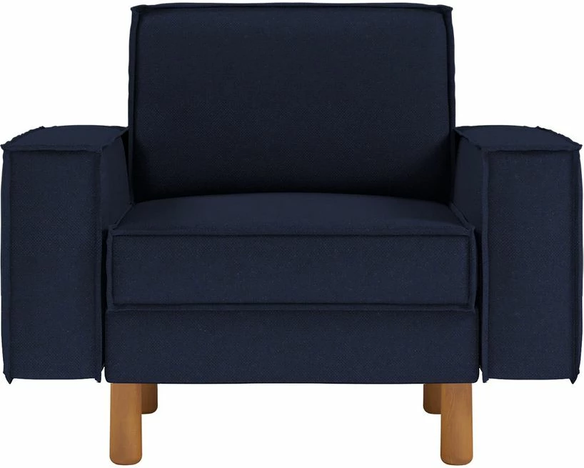 Karrige një vendëshe Atelier del Sofa, ngjyrë blu nate, këmbë druri arre