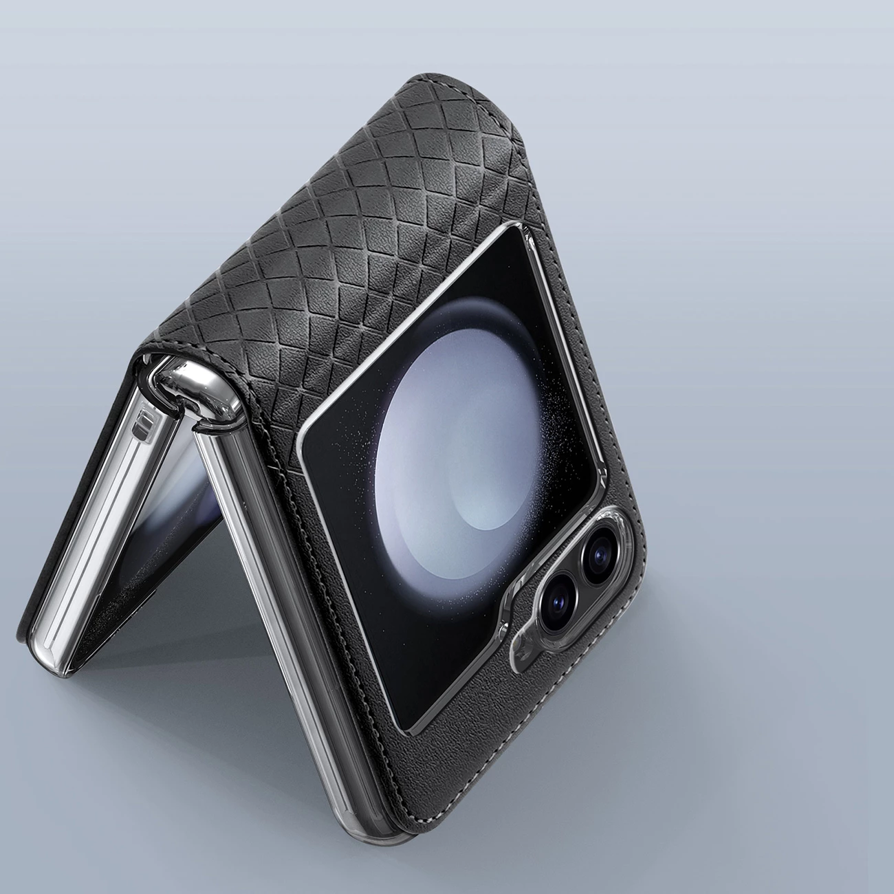 Mbështjellës Dux Ducis Brill për Samsung Galaxy Z Flip 6, lëkurë ekologjike, i zi