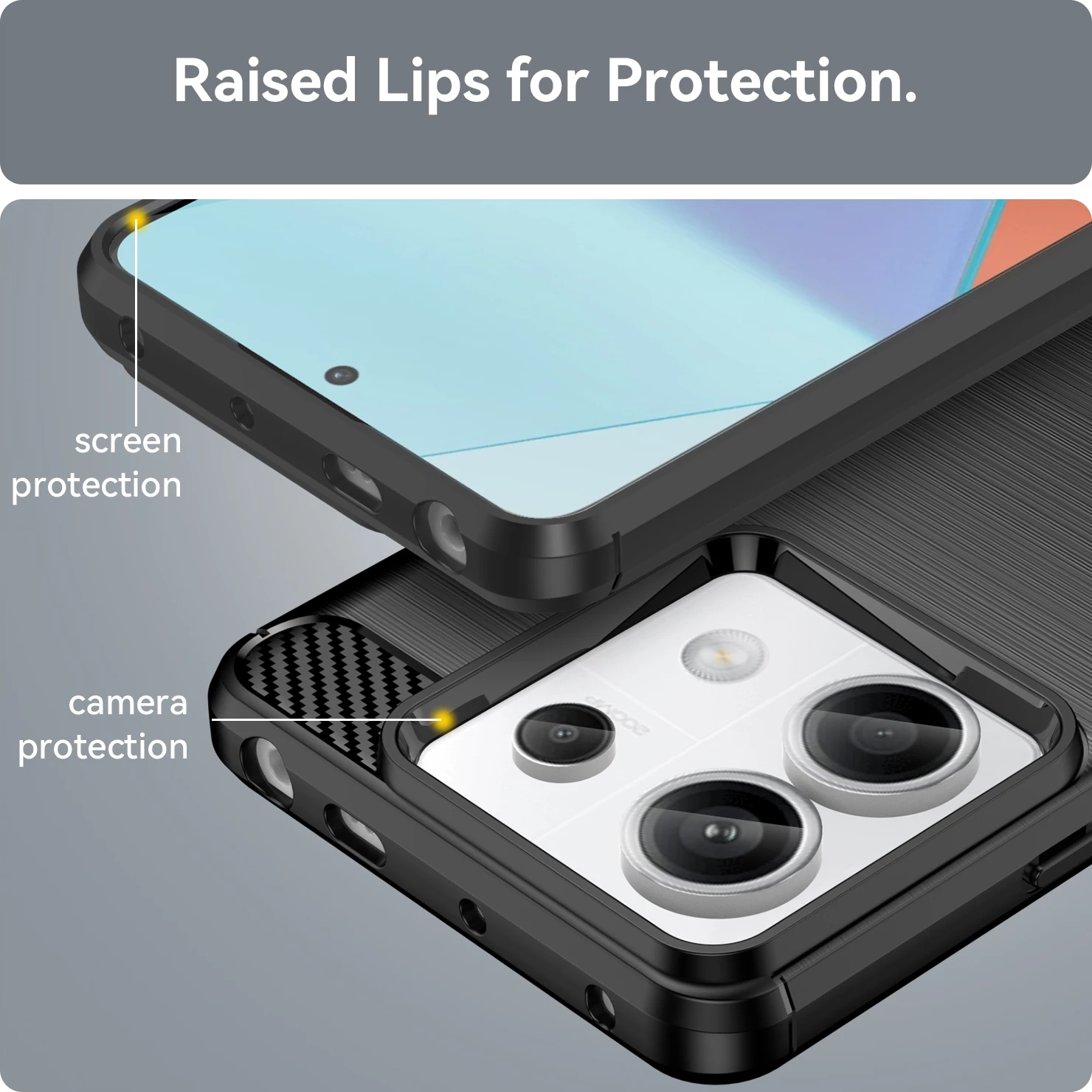Mbështjellës Hurtel Carbon Case për Xiaomi Redmi Note 13 Pro+, i zi