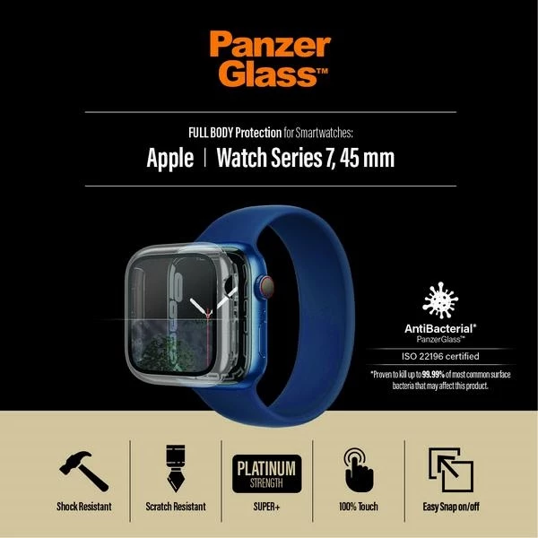 Mbështjellës PanzerGlass për Apple Watch 7/8, 45 mm, transparent