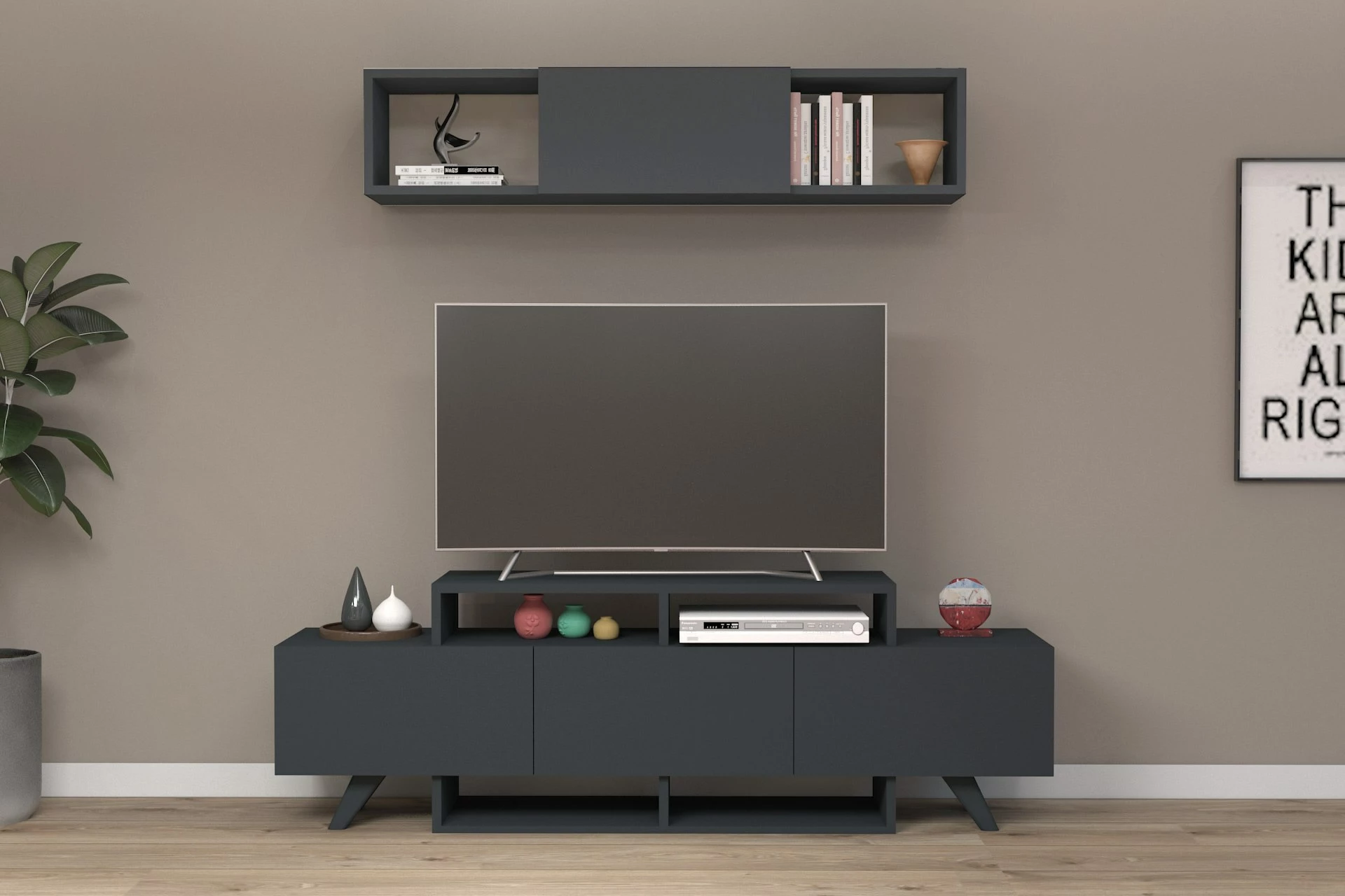 Komodë TV Hanah Home, Alwin, ngjyrë antracit