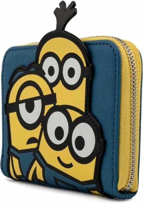 Portofol Loungefly Minion Triple Minion Bello, zip-around, lëkurë artificiale, blu/verdhe