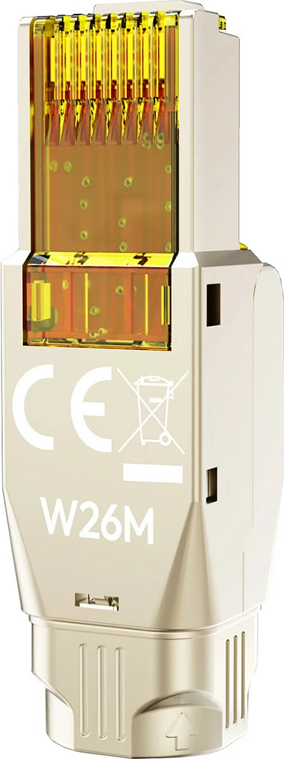 Konektor RJ-45 Digitus Cat 8.1, shielded, montim pa vegla, PoE++, argjend/verdhe