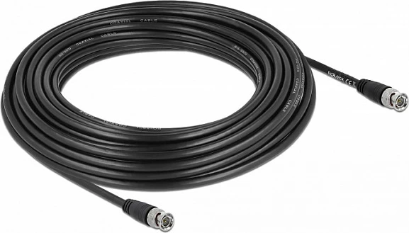 Kabllo BNC DeLOCK, BNC mashkull-në-BNC mashkull, 15 m, 75Ω, e zezë
