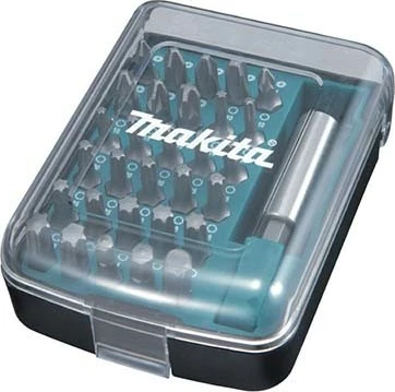 Set bitash Makita D-34936, 31 copë, kuti plastike, blu/metalike