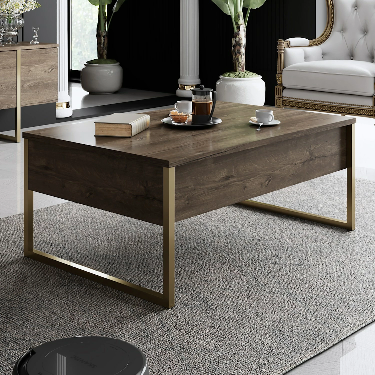 Tavolinë kafeje Hanah Home, Luxe, ngjyrë arre dhe ari