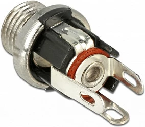 Konektor DC femër bulkhead DeLOCK 89910, 5.5 x 2.1 mm, panel mount, zi/nikel