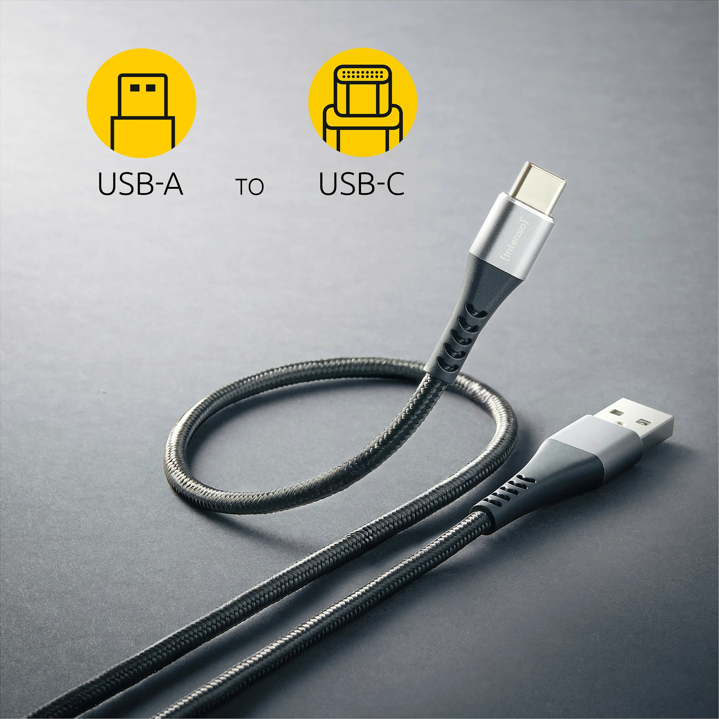 Kabllo karikimi/dhënash Intenso A315C USB-A në USB-C, 1.5m, 60W QC 3.0, e zezë