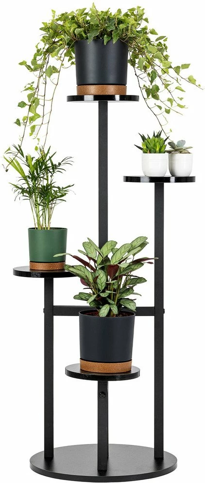 Mbajtëse lulesh Strado FINO, 100 cm, 4 nivele, për 6 vazo, metal, e zezë