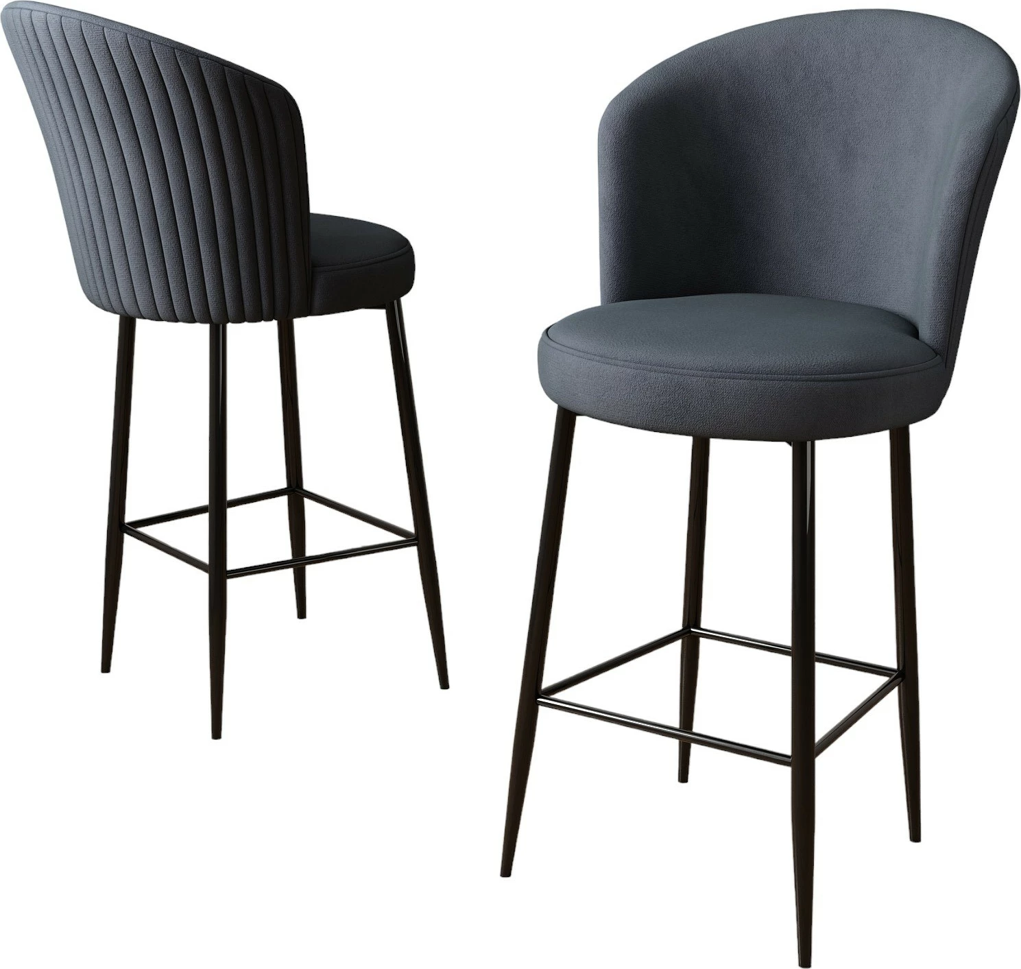 Set karrigesh për bar (4 copë), Hanah Home, Alte, antracit, e zezë