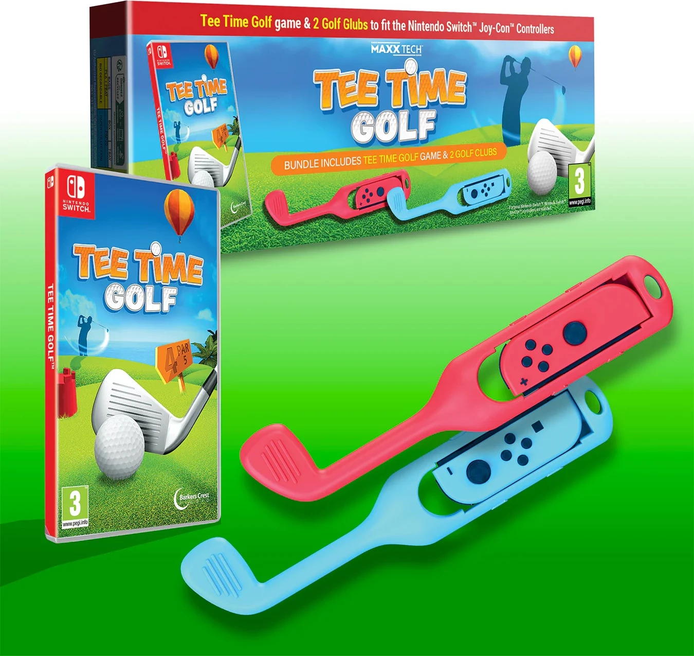 Komplet lojë golfi Maxx Tech Tee Time Golf për Nintendo Switch (CIAB), 2 klube Joy-Con