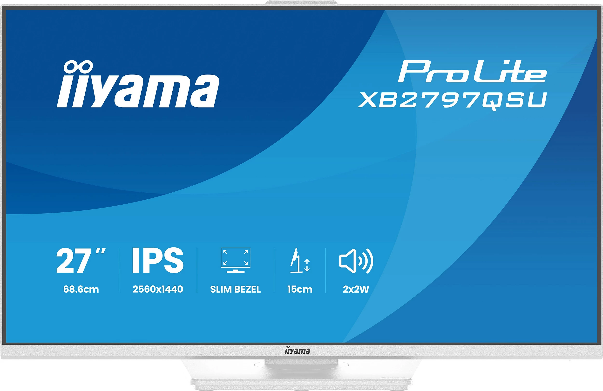 Monitor iiyama ProLite XB2797QSU-W1, 27", IPS, QHD 2560x1440, Slim Bezel, i bardhë