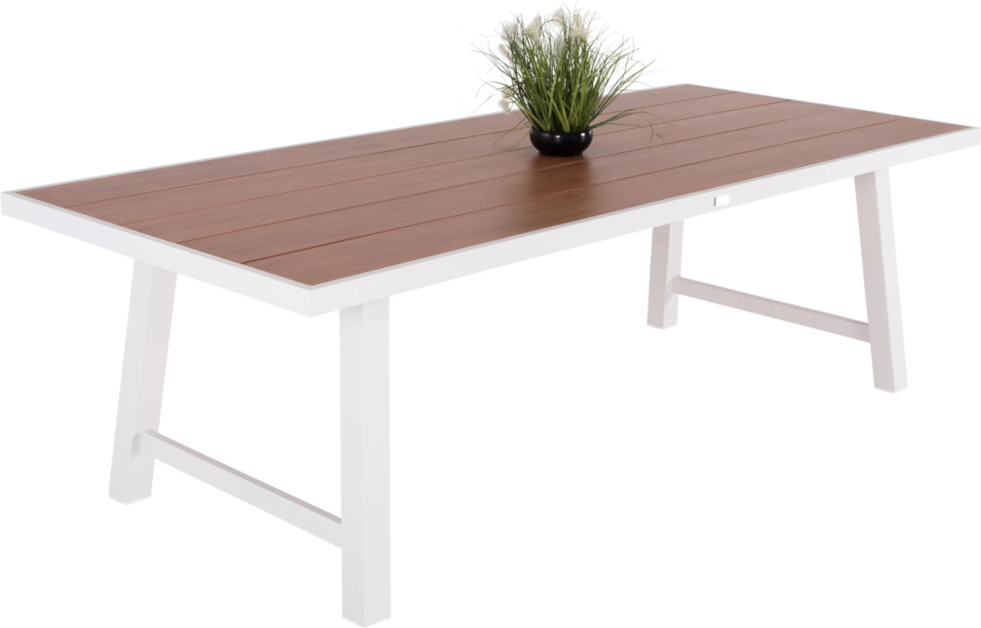 Tavolinë e jashtme alumini GOBAR FH6060.01 e bardhë me sipërfaqe tavoline si dru 240x105x75H cm