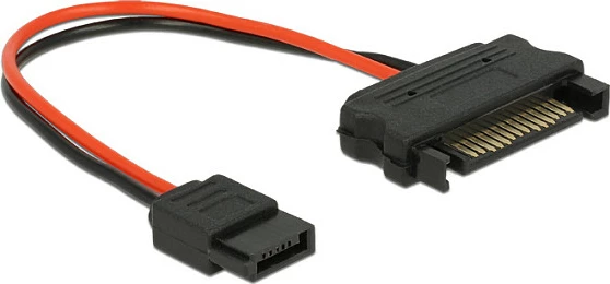 Kabllo/adaptor rryme DeLOCK 84873, SATA 15-pin në Slimline SATA 6-pin, 0.1 m, kuqe/zi