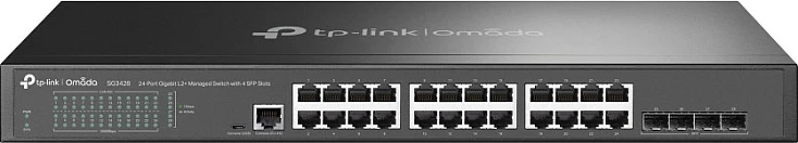 Switch TP-Link Omada 24-Port Gigabit L2+ me 4 SFP, Managed, Rack 1U