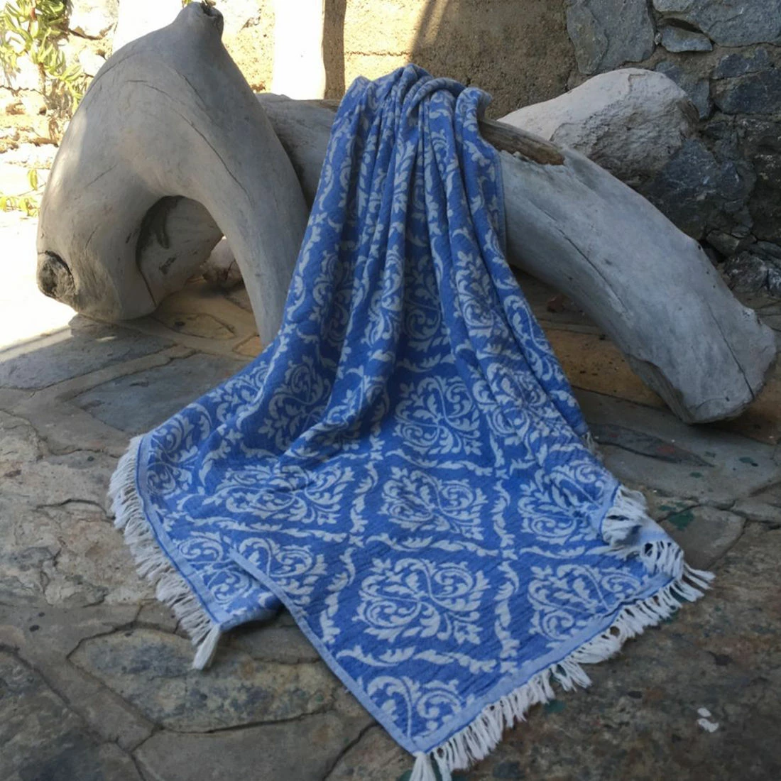 Peshqir plazhi Fouta, Mijolnir, Barok, ngjyrë kaltër, 90x170cm