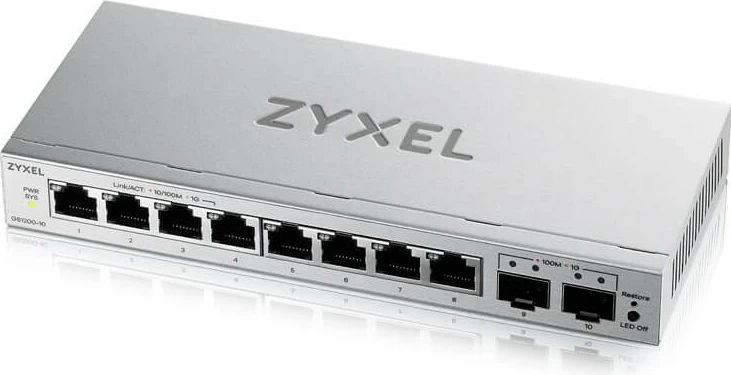 Switch Zyxel GS1200-10V3-EU0101F, 8x Gigabit Ethernet, 2x SFP, rack, gri