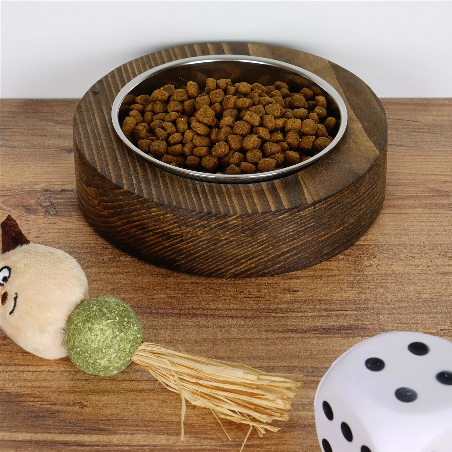 Enë ushqimi për kafshë, dru bredhi, ngjyrë arre, Hanah Home Pet012