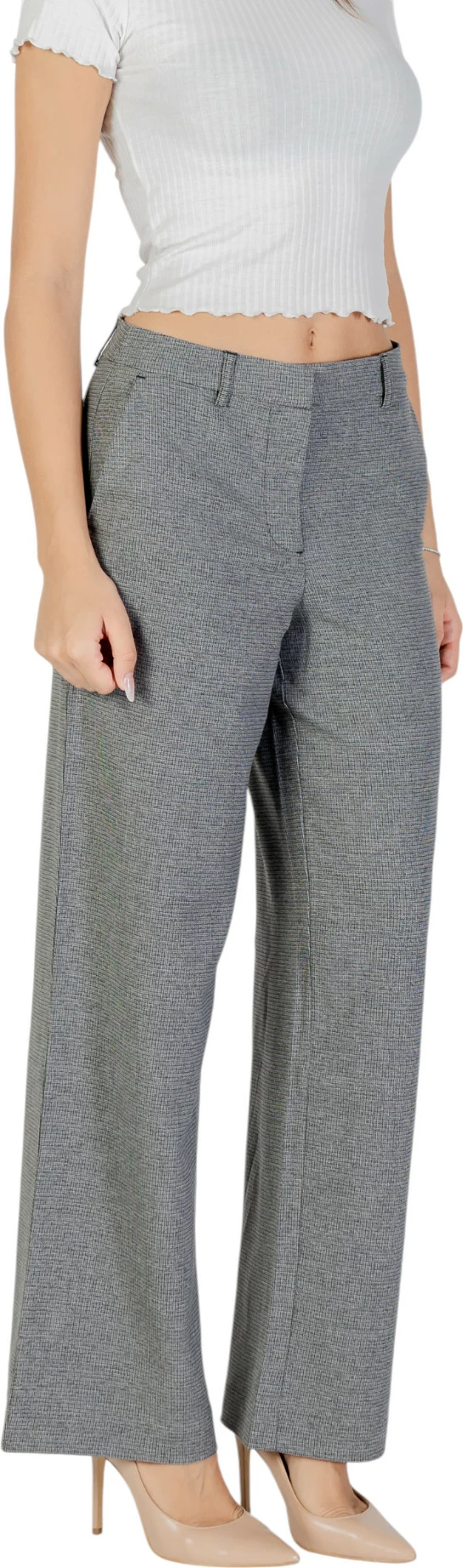Pantallona për femra Only ONLDELL LIFE MW WIDE PANT CC TLR 15351146, të hirtë [Madhësia: W42 L32]