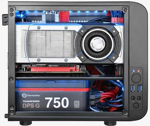 Kasë Thermaltake Core V1 CA-1B8-00S1WN-00 Mini-ITX Cube Tower me dritare, pa furnizim rryme, e zezë