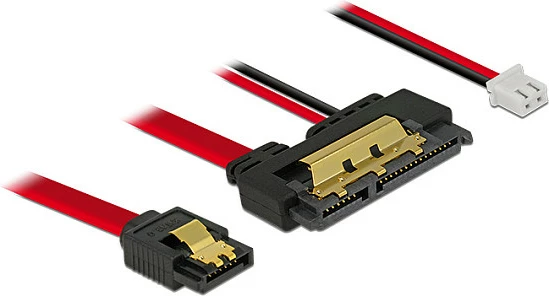 Kabllo adapter DeLOCK 85238 SATA III, SATA 7-pin + Molex (4-pin) në SATA 22-pin, 0.1 m, e zezë