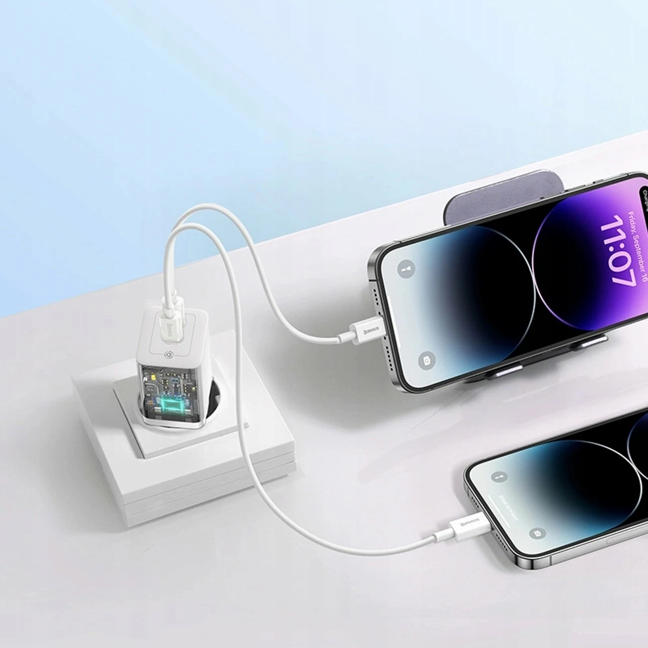 Adapter rryme Baseus GaN5 Pro 40W 2xUSB-C, i bardhë