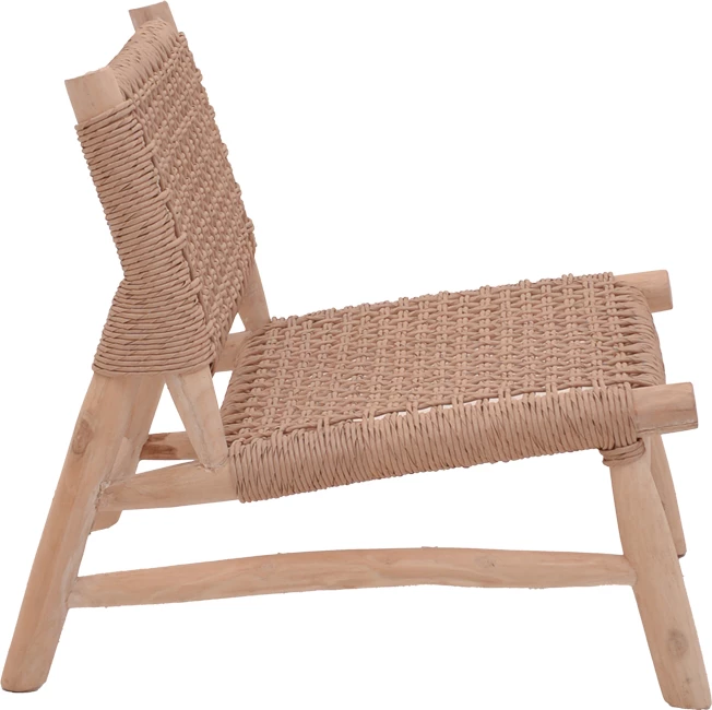 Karrige Wanderlene, ngjyrë natyrale, dru teak dhe litar, 67x79x68cm