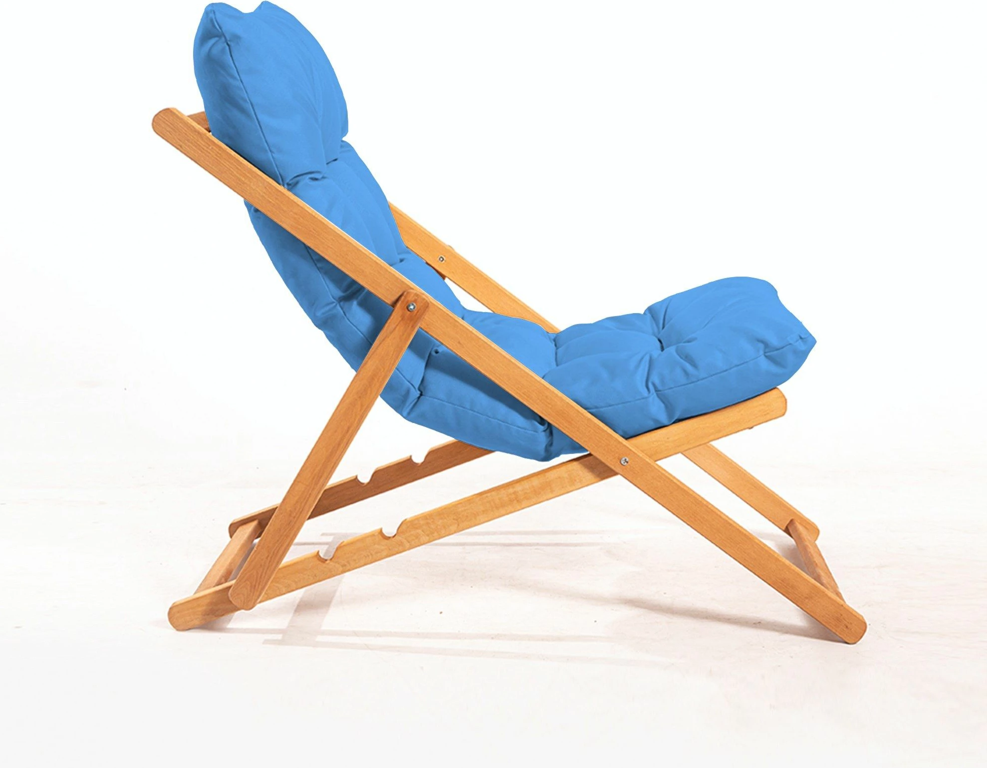 Tavolinë me karrige për terasë, dru ahu, ngjyrë natyrale dhe kaltër, 3 copë, My005