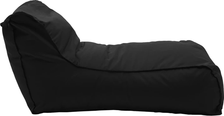 Karrige bean bag lounge Lara, material i papërshkueshëm nga uji, ngjyrë e zezë, 60x150x40cm