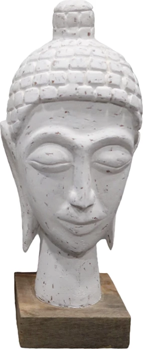 Busti i Budës, dru mango, ngjyrë e bardhë, 13x10x33 cm