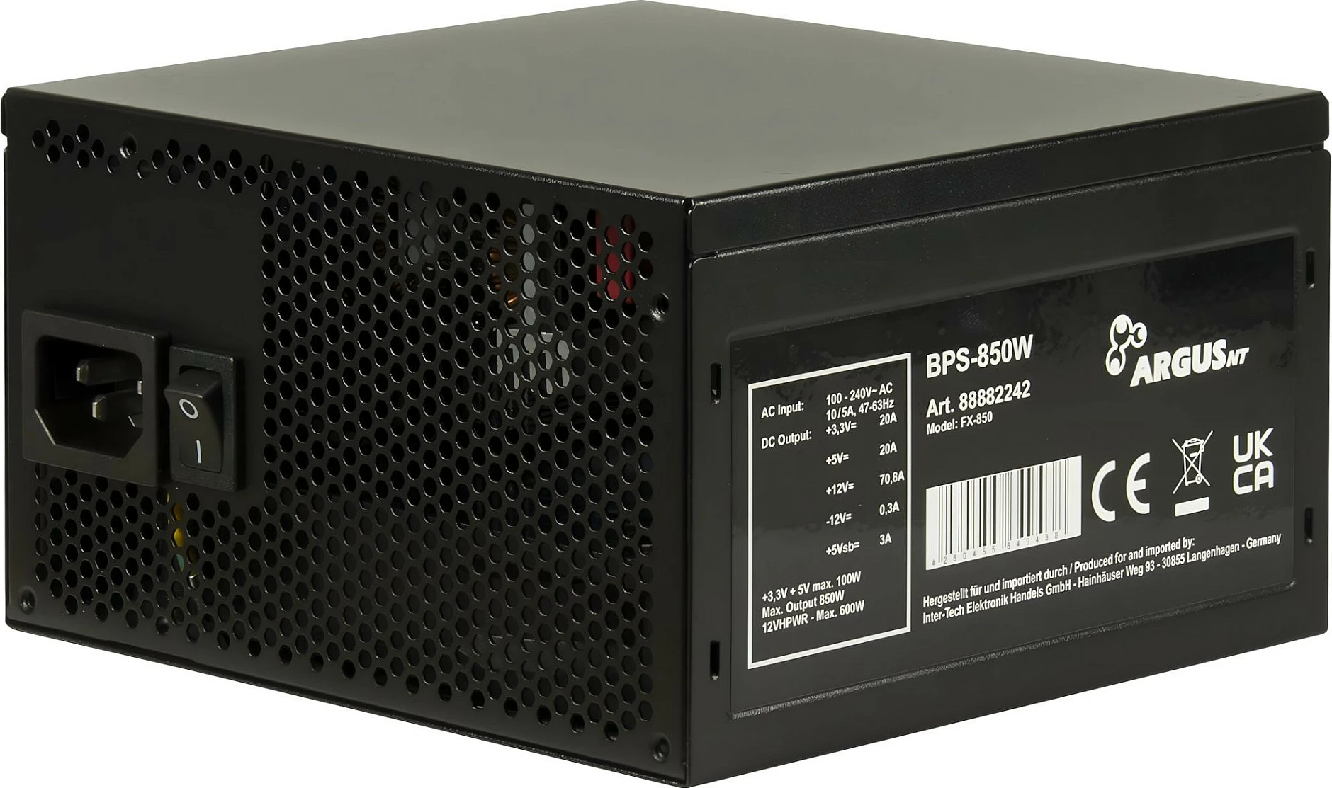 Furnizues energjie Inter-Tech Argus BPS-850, 850W, ATX 3.1