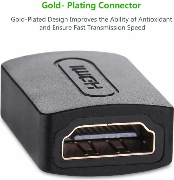 Zgjatues/adapter HDMI Female to Female UGREEN 20107, 2x HDMI Type A (F), konektorë të veshur me ar, i zi, polybag