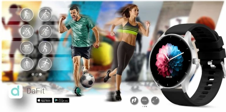 Smartwatch Gravity për femra, zi-e argjendtë