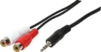 Kabllo audio LogiLink 3.5mm (mashkull) në 2x RCA (femër), 0.2m, e zezë