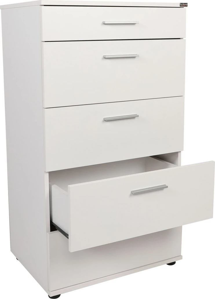 Komodë me 5 sirtarë, ngjyrë e bardhë, Hanah Home, Sfn-550-Bb-1