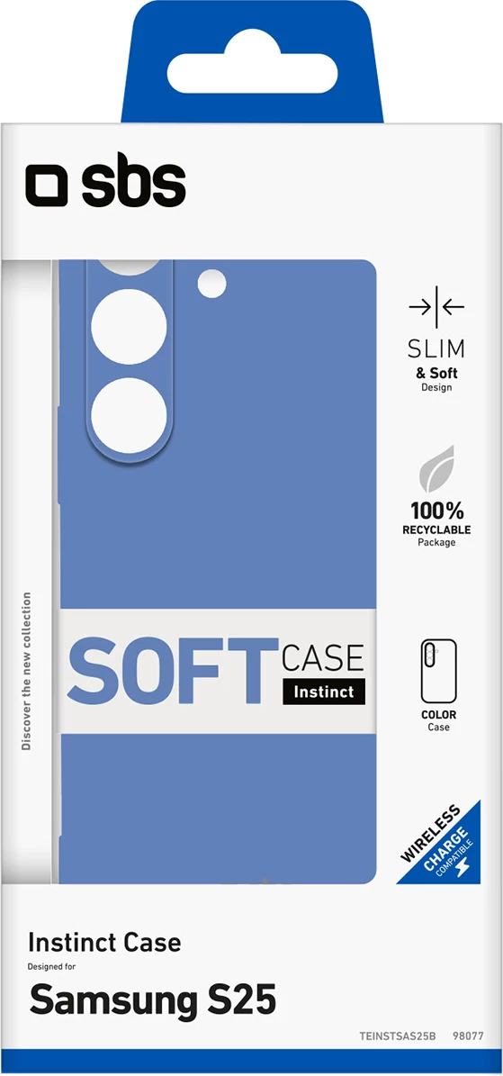 Mbështjellës SBS Instinct për Samsung Galaxy S25, TPU me mikrofibër, blu