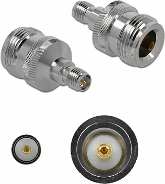 Adapter RF DeLOCK 89987, RP-SMA femër / mashkull, 50Ω, nikel