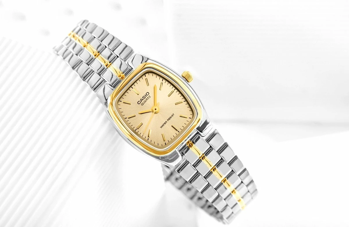 Orë dore për femra Casio LTP-1169G-9ARDF, quartz, analoge, rezistente ndaj ujit 20 m, argjend/e artë, me kuti