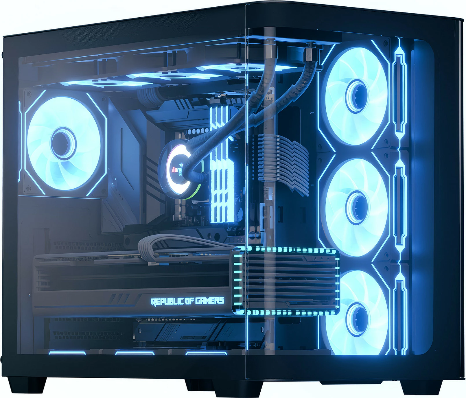 Kasë Aerocool P500C-G-BK-v1 Midi Tower, Tempered Glass, RGB, e zezë