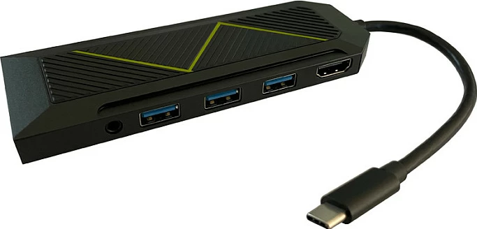 USB-C hub LC-Power LC-HUB-C-MULTI-6-RGB, 6 porta, HDMI 4K, LAN, 100W PD, i zi