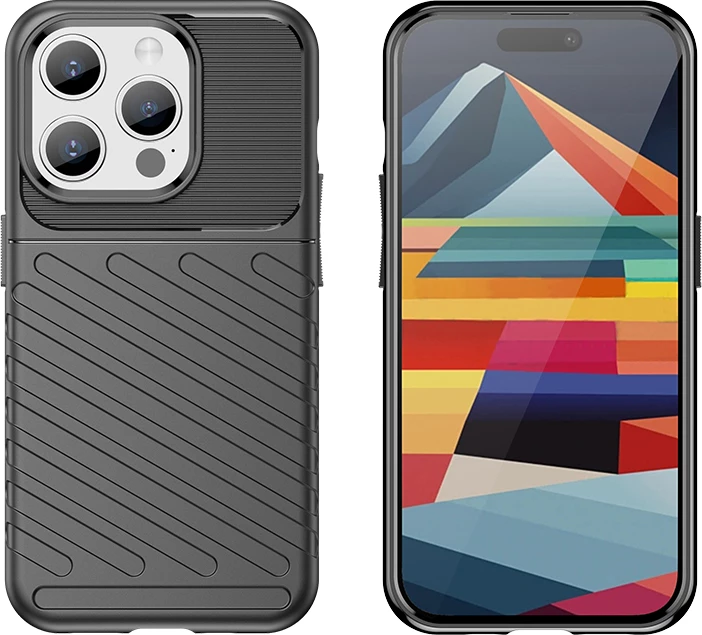 Mbështjellës Hurtel Thunder Case për iPhone 15 Pro, TPU, i zi