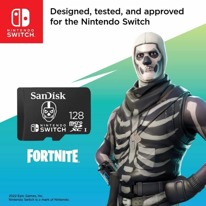 Kartelë memorje microSDXC SANDISK Nintendo Switch Fortnite Skull Trooper SDSQXAO-128G-GN6ZG 128GB UHS-I, e zezë