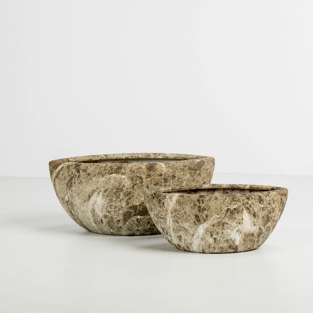 Set vazo për bimë NANGA, 2 copë, qeramikë, bezhë-kafe, 46x22x20cm