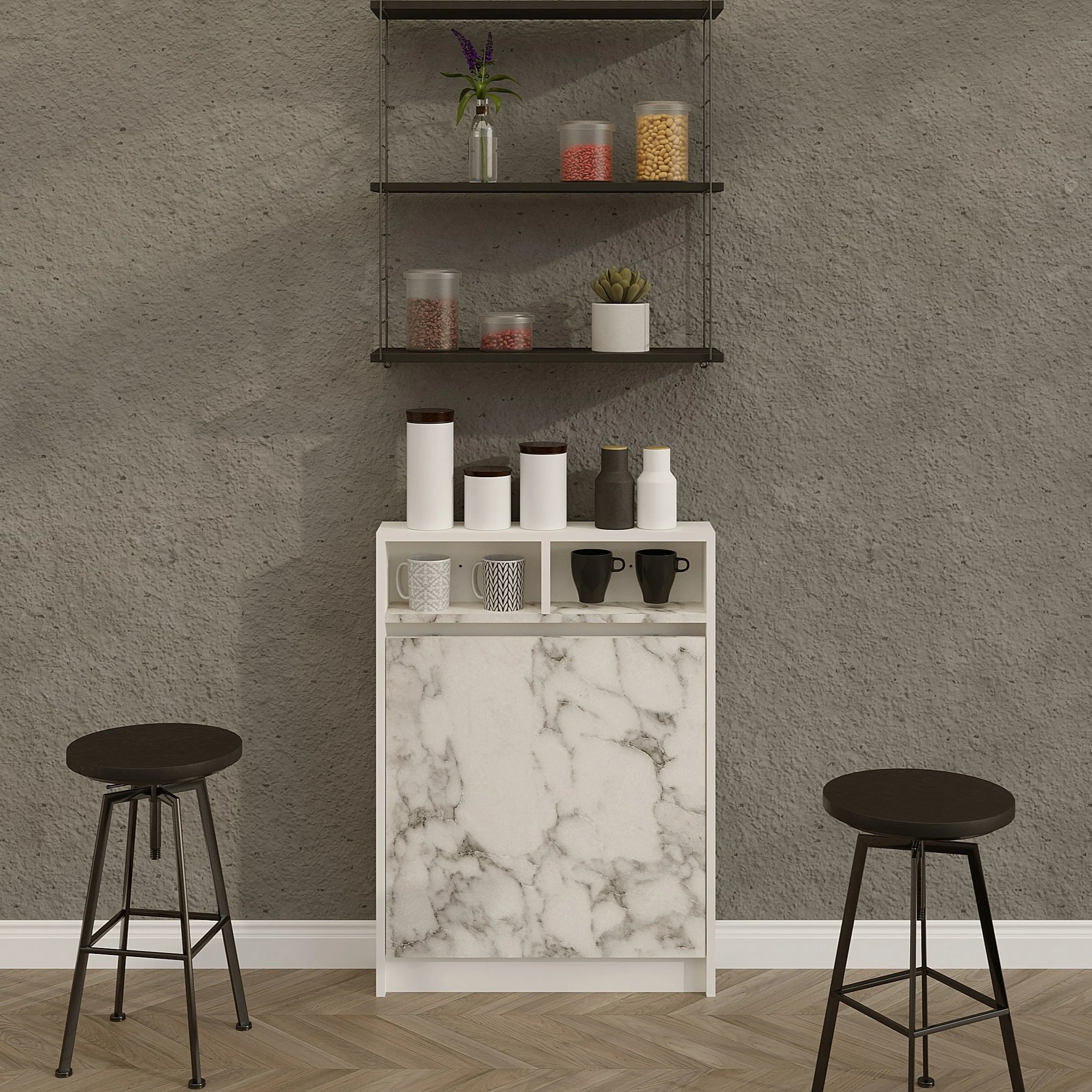 Tavolinë palosëse, ngjyrë Carrara Marble, Hanah Home, Bracked