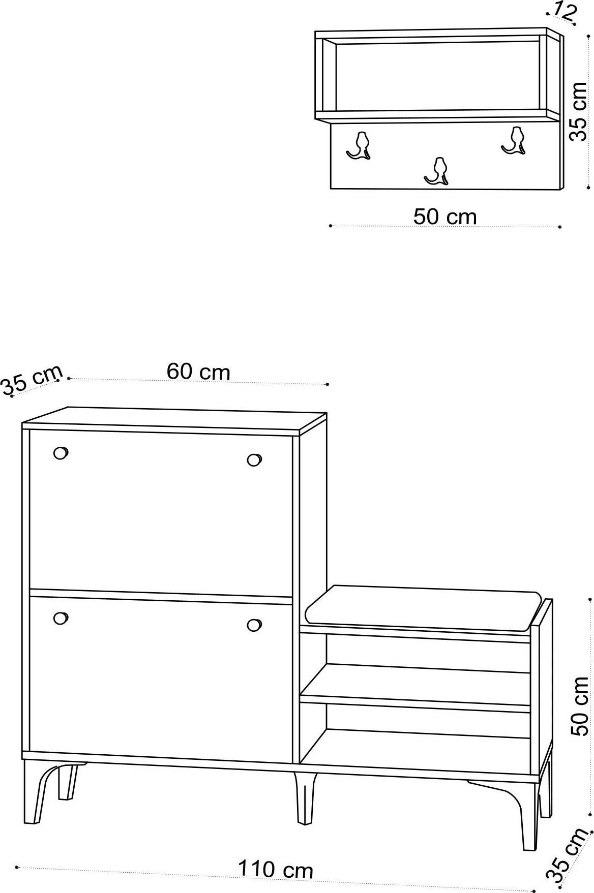 Dollap këpucësh me varëse, ngjyrë lisi, Skye Decor