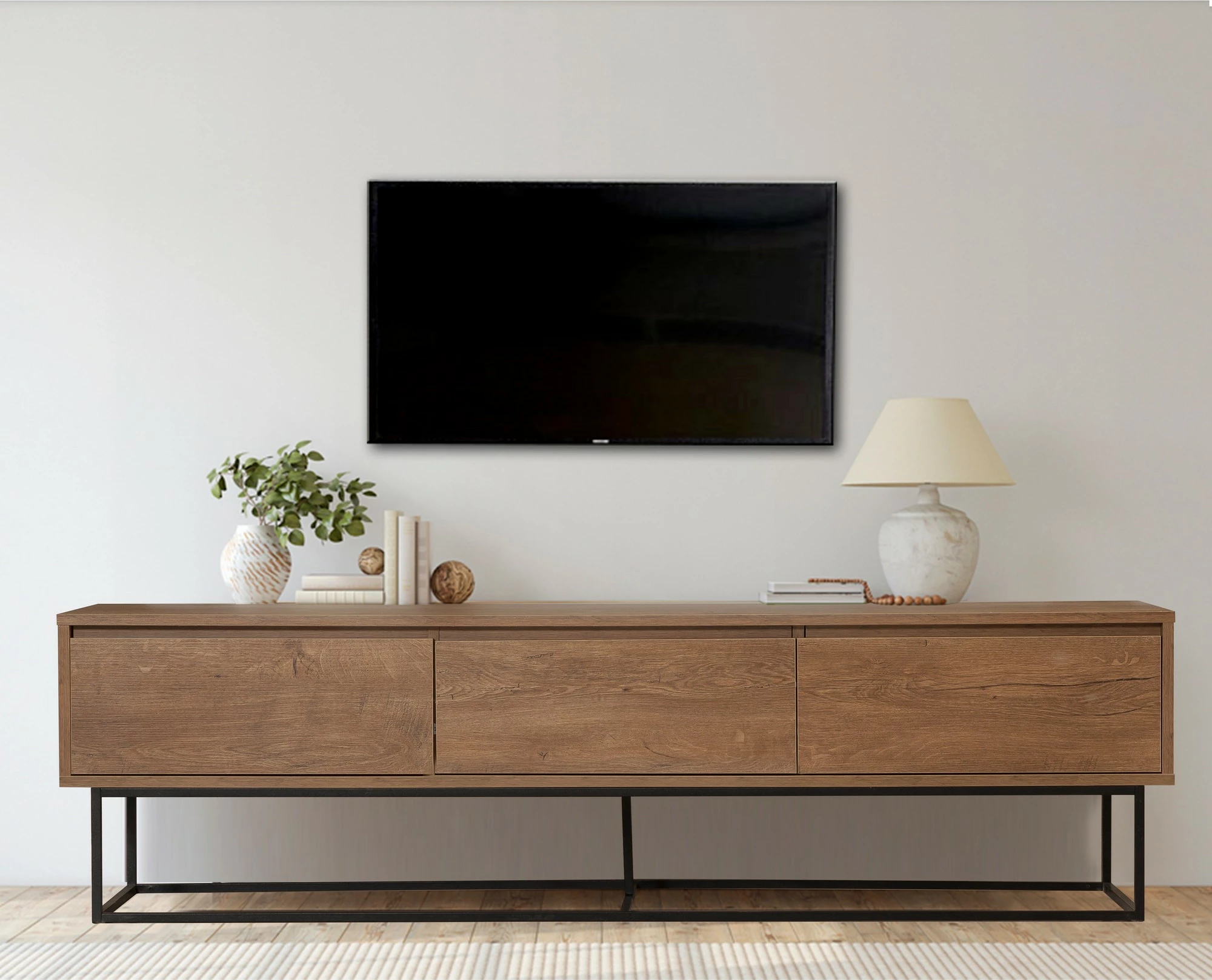 Komodë për TV Skye Decor, Milo 180, ngjyrë arre dhe e zezë