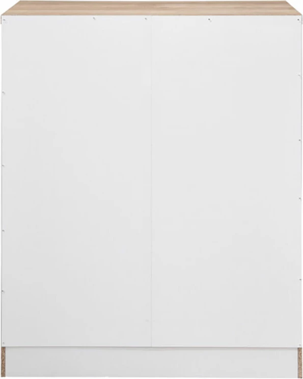 Komodë me 4 sirtarë, ngjyrë natyrale dhe e bardhë, 80x40x99
